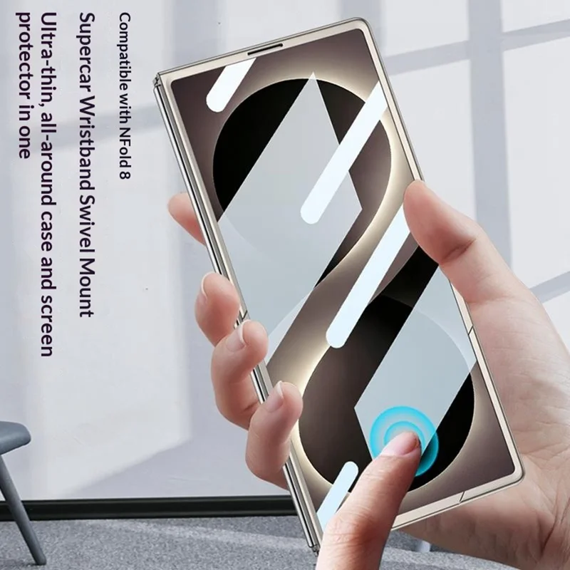 GKK for Samsung Galaxy Z Fold8 Ultra Case Wristband Kickstand Ultra-thin PC Foldable Phone Cover with Screen Protector - Silver