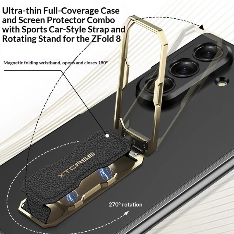 GKK for Samsung Galaxy Z Fold8 Ultra Case Wristband Kickstand Ultra-thin PC Foldable Phone Cover with Screen Protector - Silver