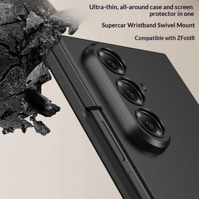 GKK for Samsung Galaxy Z Fold8 Ultra Case Wristband Kickstand Ultra-thin PC Foldable Phone Cover with Screen Protector - Silver