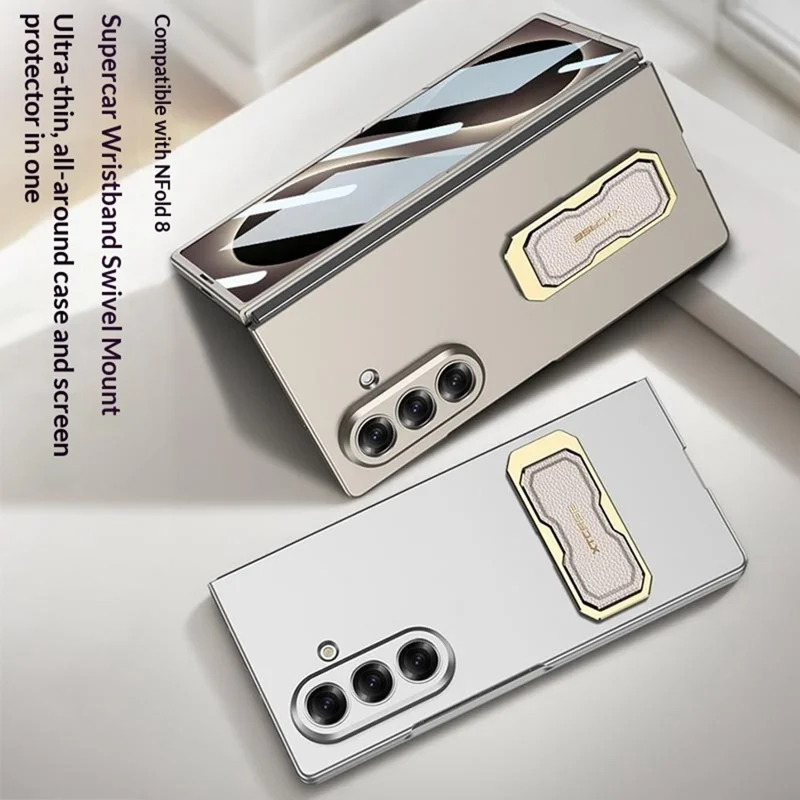 GKK for Samsung Galaxy Z Fold8 Ultra Case Wristband Kickstand Ultra-thin PC Foldable Phone Cover with Screen Protector - Silver