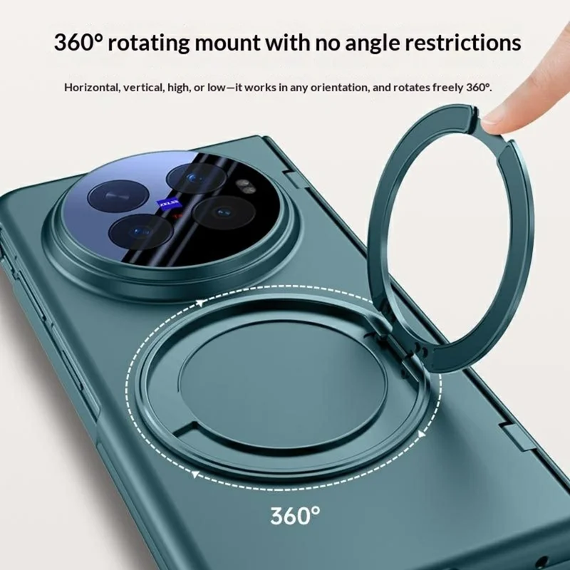 Voor vivo X Fold6 5G Hoesje met Standaarde Steun Zacht aanvoelend PC Telefoonhoesje met Ingebouwde Screenprotector - Blauw