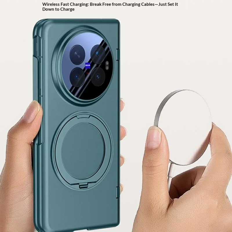 Voor vivo X Fold6 5G Hoesje met Standaarde Steun Zacht aanvoelend PC Telefoonhoesje met Ingebouwde Screenprotector - Blauw