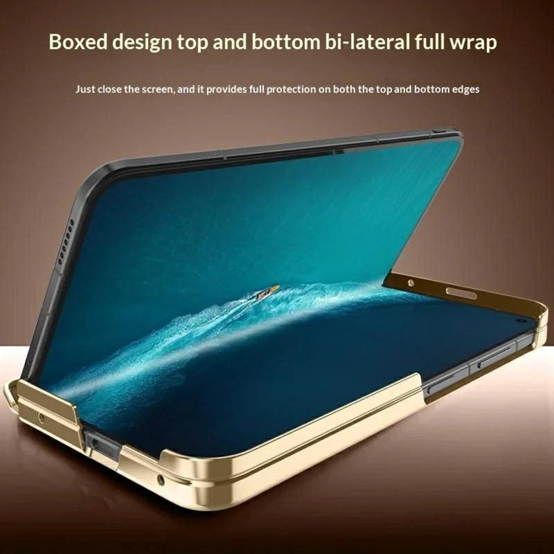 For vivo X Fold6 5G Magnetic Case with Tempered Glass Lens Protector 360° Rotating Ring Kickstand Protective Cover - Black