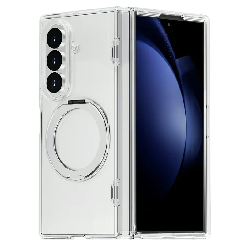For Samsung Galaxy Z Fold8 Ultra Case Magnetic Kickstand PC + TPU Clear Phone Cover - Transparent