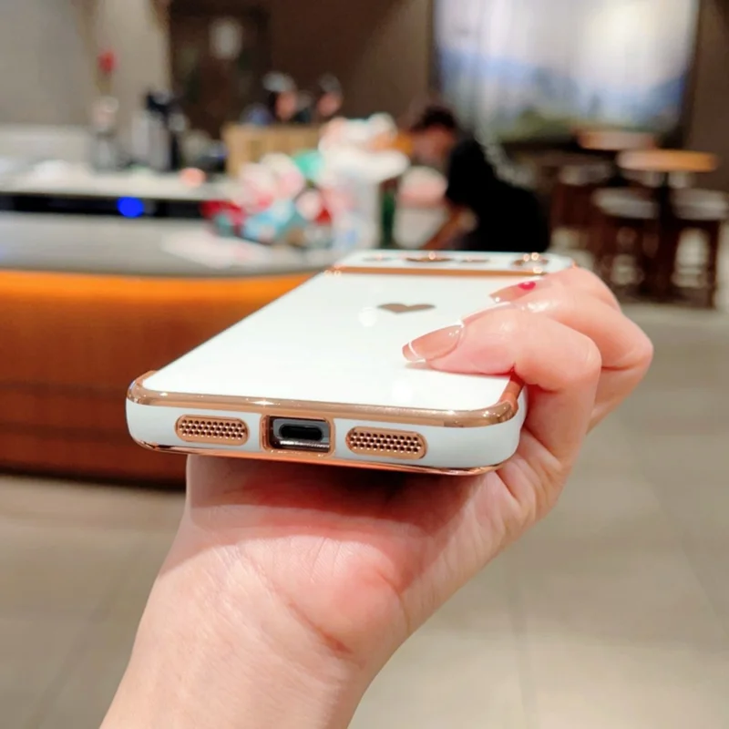 For Google Pixel 8 Pro Case TPU Phone Back Cover Electroplating Heart Pattern - Ivory White