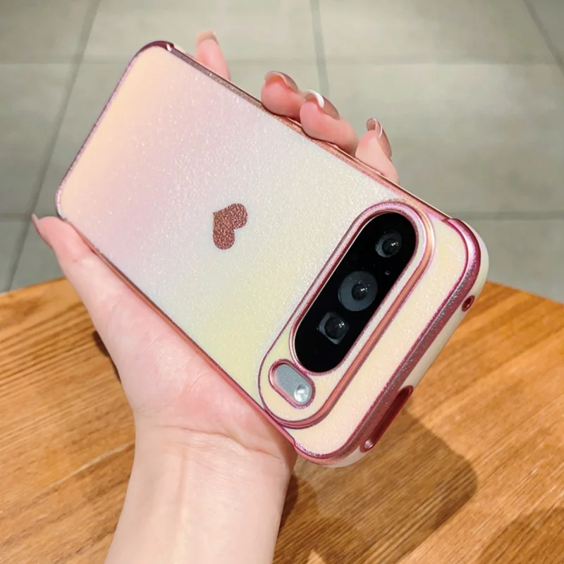 For Google Pixel 9 Pro XL Case Dazzling Design Electroplating Heart Pattern TPU Phone Cover - Pink