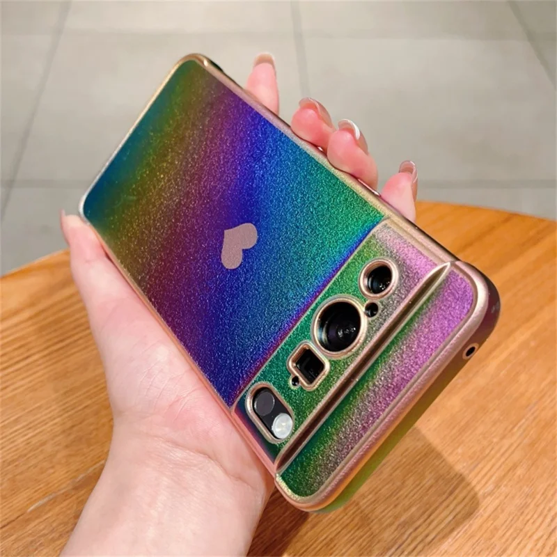 For Google Pixel 8 Pro Case Dazzling Design Electroplating Heart Pattern TPU Phone Cover - Colorful