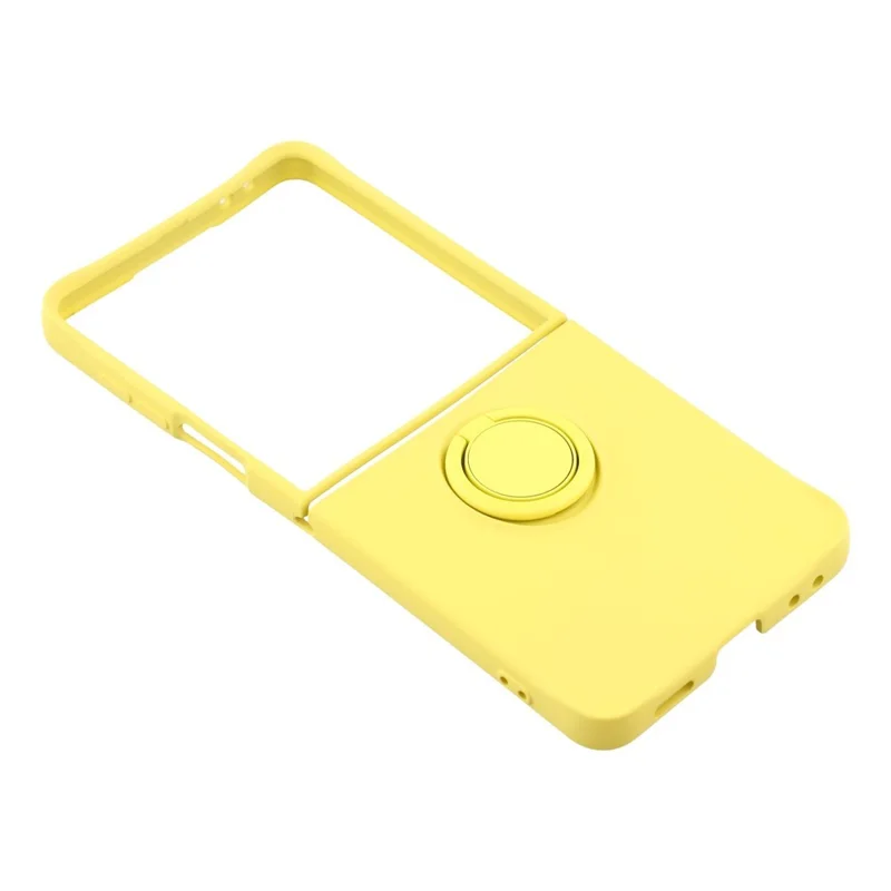 For Samsung Galaxy Z Flip8 Silicone Case with Strap Ring Kickstand Phone Cover - Yellow