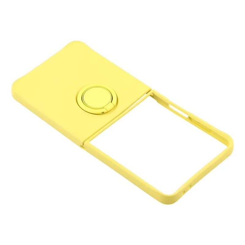 For Samsung Galaxy Z Flip8 Silicone Case with Strap Ring Kickstand Phone Cover - Yellow