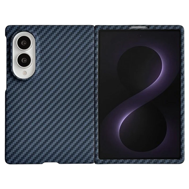 Cover magnetico per Samsung Galaxy Z Fold8 con texture in fibra di carbonio, custodia in policarbonato con protezione per schermo - Blu