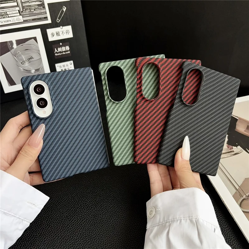 Cover magnetico per Samsung Galaxy Z Fold8 con texture in fibra di carbonio, custodia in policarbonato con protezione per schermo - Blu