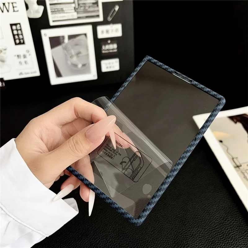 Cover magnetico per Samsung Galaxy Z Fold8 con texture in fibra di carbonio, custodia in policarbonato con protezione per schermo - Blu