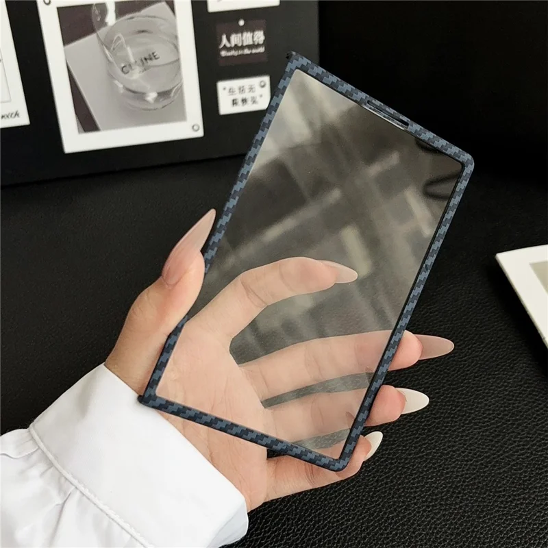 Cover magnetico per Samsung Galaxy Z Fold8 con texture in fibra di carbonio, custodia in policarbonato con protezione per schermo - Blu