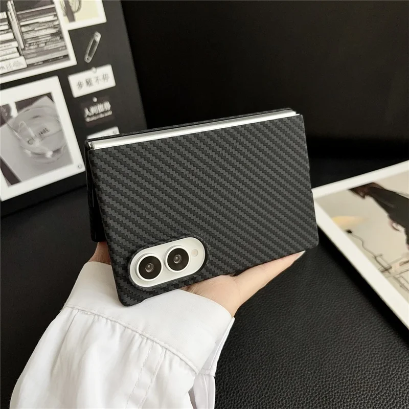Cover magnetico per Samsung Galaxy Z Fold8 con texture in fibra di carbonio, custodia in policarbonato con protezione per schermo - Blu