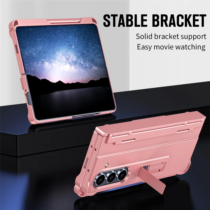 For Samsung Galaxy Z Fold8 Ultra  Case Kickstand Hard PC Phone Cover with Stylus  /  Screen Protector - Pink