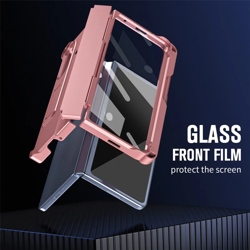For Samsung Galaxy Z Fold8 Ultra  Case Kickstand Hard PC Phone Cover with Stylus  /  Screen Protector - Pink