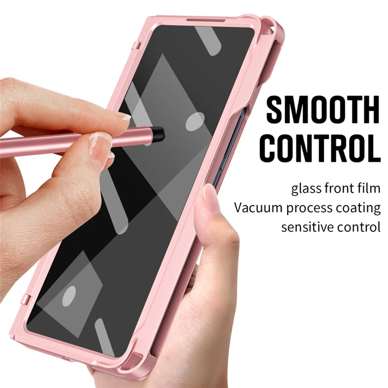 For Samsung Galaxy Z Fold8 Ultra  Case Kickstand Hard PC Phone Cover with Stylus  /  Screen Protector - Pink