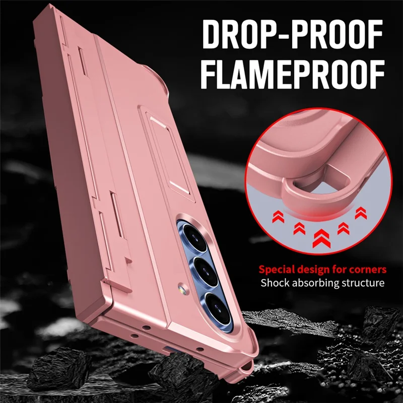 For Samsung Galaxy Z Fold8 Ultra  Case Kickstand Hard PC Phone Cover with Stylus  /  Screen Protector - Pink