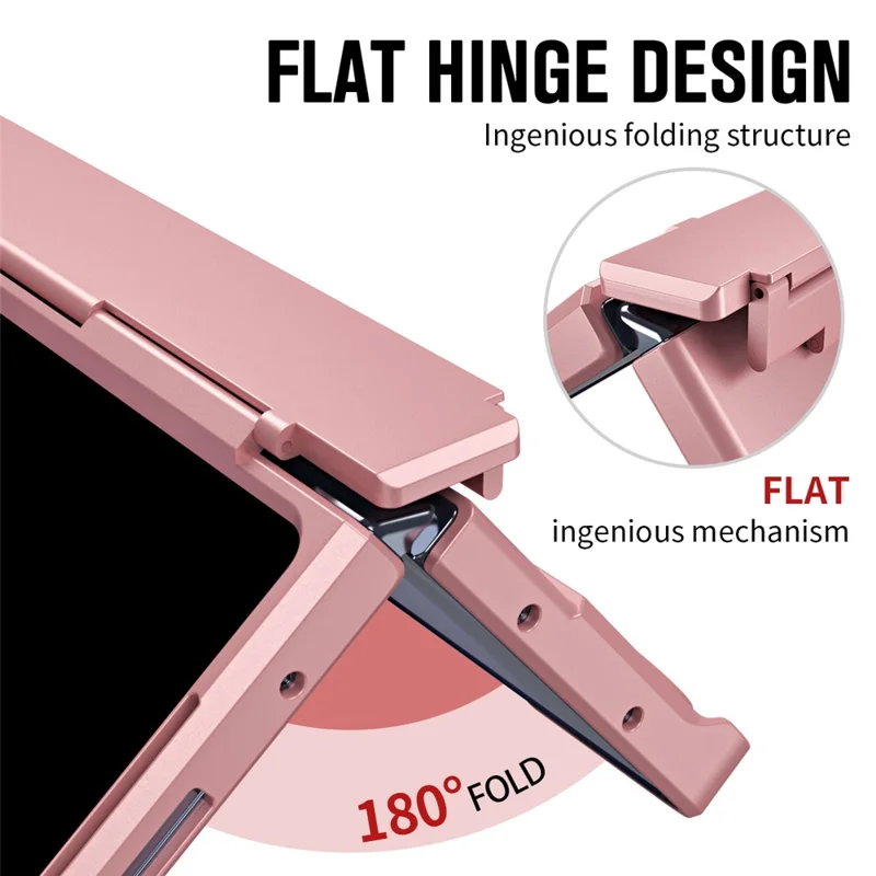 For Samsung Galaxy Z Fold8 Ultra  Case Kickstand Hard PC Phone Cover with Stylus  /  Screen Protector - Pink