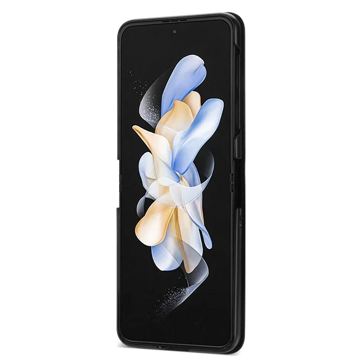 Für Samsung Galaxy Z Flip4 5G Kartensteckplatz Design Laserschnitzer Glitzernder Sternenstar -leder -leder -hard -pc -hülle Rückdecke - Schwarz