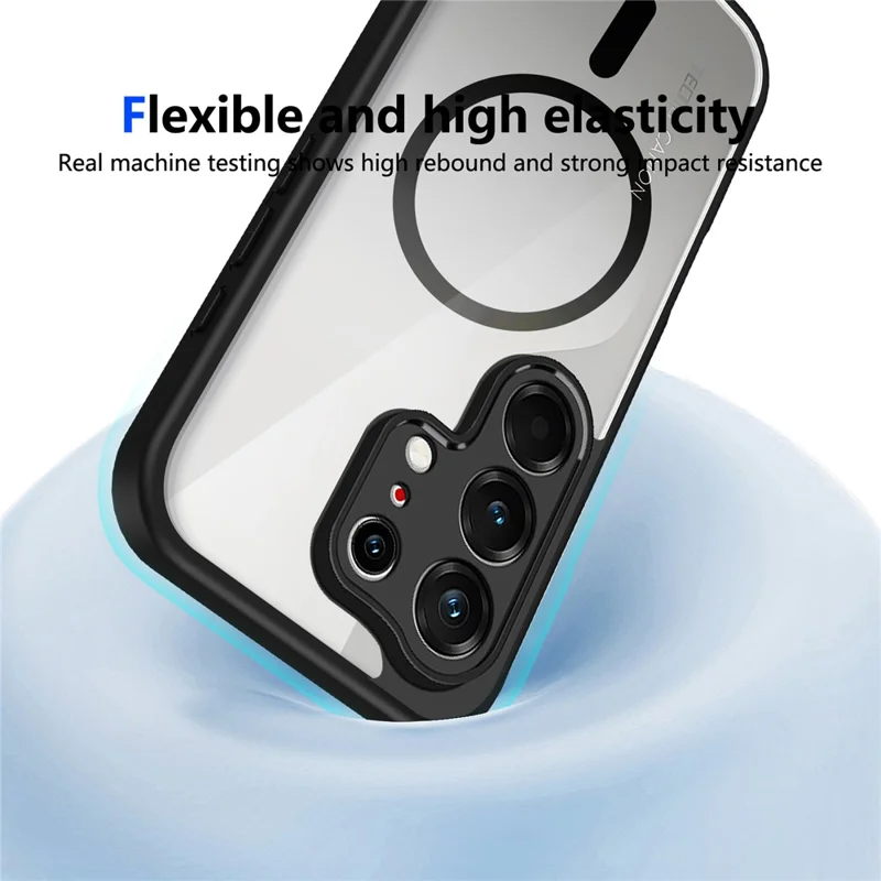 For TECNO Camon 50 4G Magnetic Case Transparent PC + TPU Shockproof Skin-friendly Phone Cover - Black