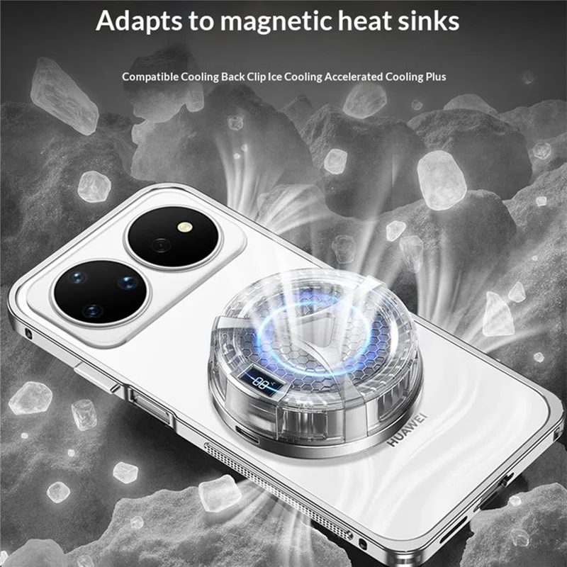 للهاتف Huawei nova 16z 5G غطاء واقي بإطار معدني وتصميم مُبرّد - أسود