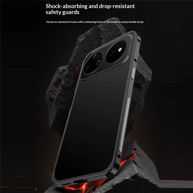 للهاتف Huawei nova 16z 5G غطاء واقي بإطار معدني وتصميم مُبرّد - أسود