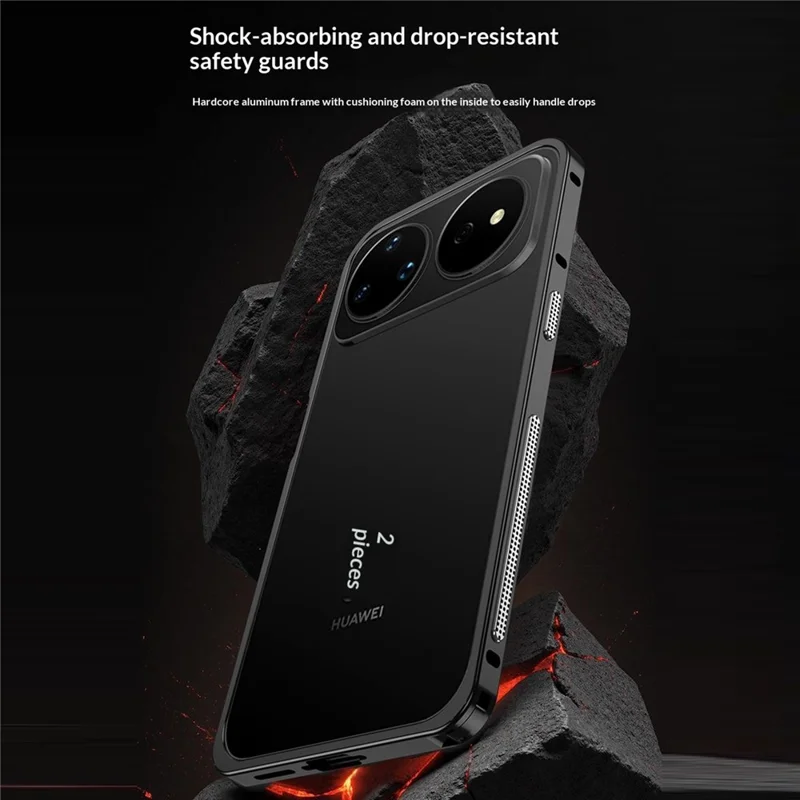 Obudowa typu bumper do Huawei nova 16 Ultra 5G z metalową ramką i chłodzeniem - Czarny
