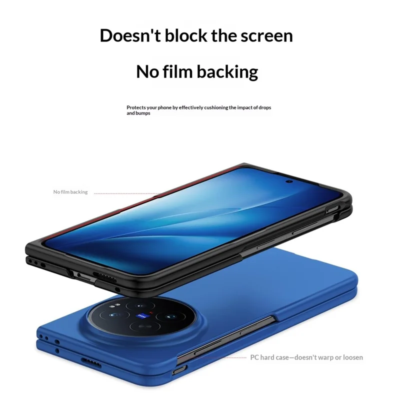 Til vivo X Fold6 5G Etui Ultra Tynd Hudfølelse Gummibehandling Hård PC Telefondæksel - Sort