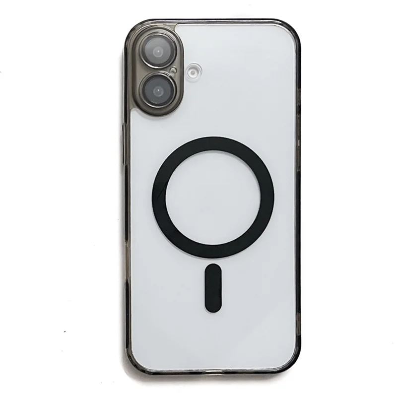 For iPhone 17 Magnetic Case Acryic + TPU Phone Cover with PET Lens Protector - Black