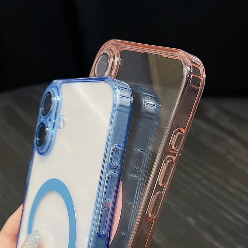 For iPhone 17 Magnetic Case Acryic + TPU Phone Cover with PET Lens Protector - Black
