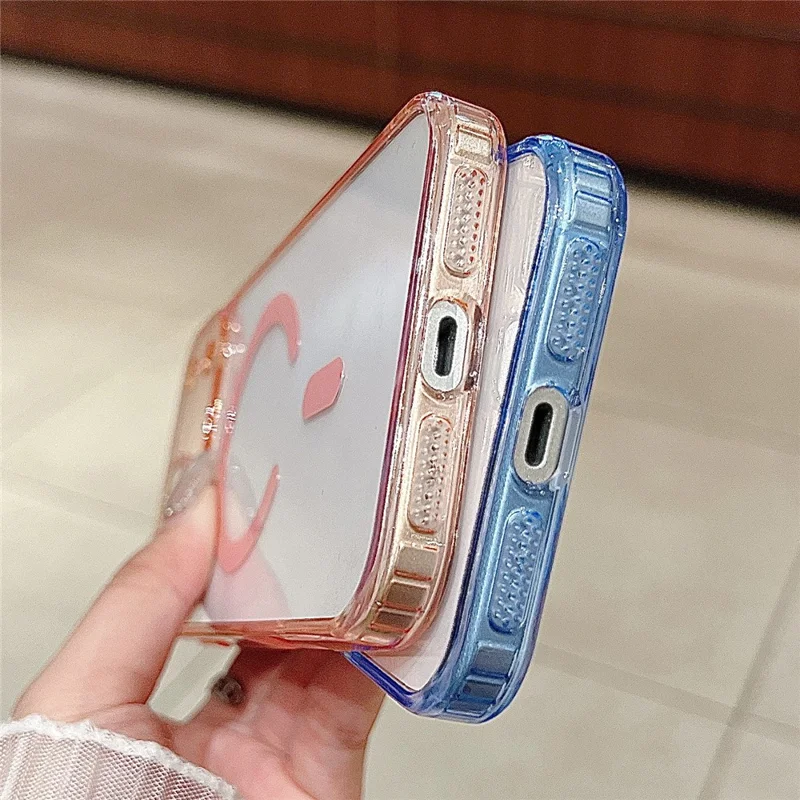For iPhone 17 Pro Magnetic Case Acryic + TPU Phone Cover with PET Lens Protector - Pink