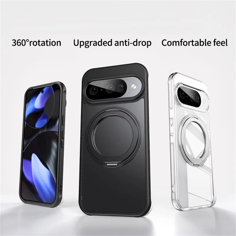 Funda para Google Pixel 11 / Pixel 11 Pro con soporte giratorio, carcasa táctil de PC + TPU - Negro