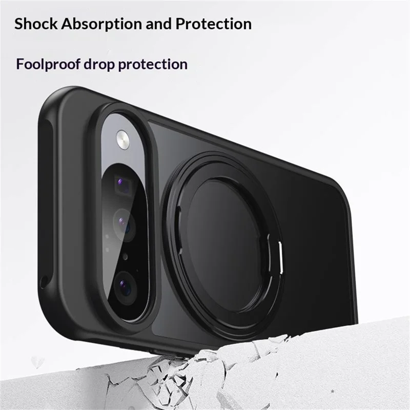 Funda para Google Pixel 11 / Pixel 11 Pro con soporte giratorio, carcasa táctil de PC + TPU - Negro