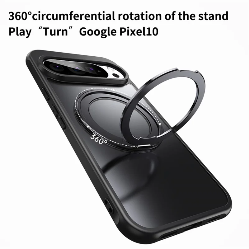 Funda para Google Pixel 11 / Pixel 11 Pro con soporte giratorio, carcasa táctil de PC + TPU - Negro