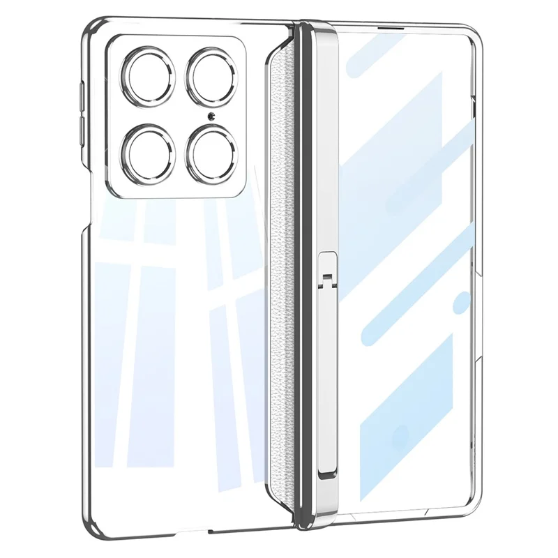 GKK For Motorola Razr Fold 5G Case Ultra Clear Magnetic Hinge PC + Tempered Glass Phone Cover - Silver
