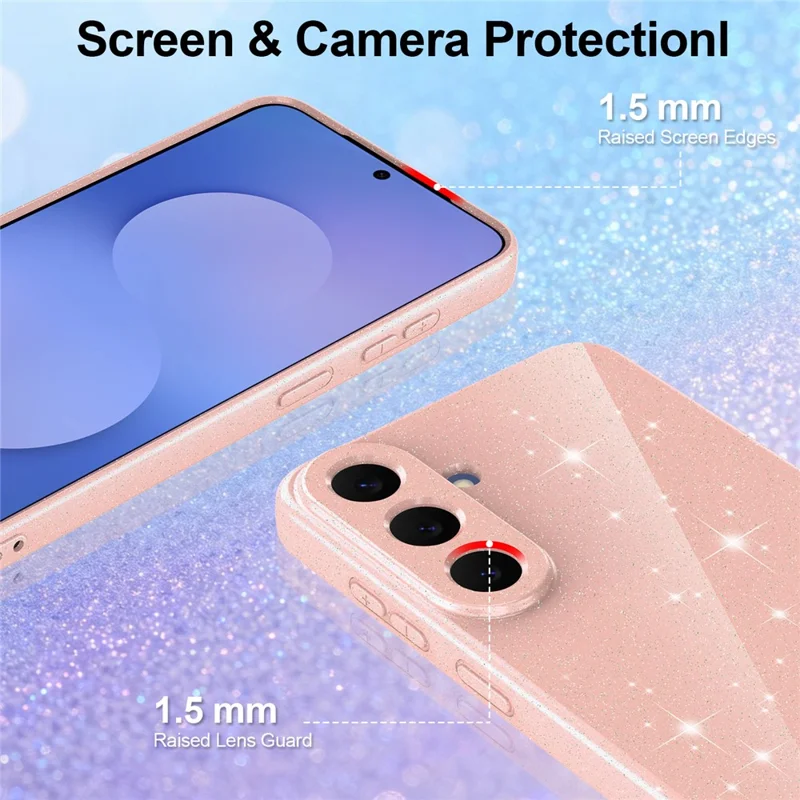 For Samsung Galaxy S26 FE Magnetic Case Glitter TPU Shockproof Phone Cover with Lanyard - Pink - 2