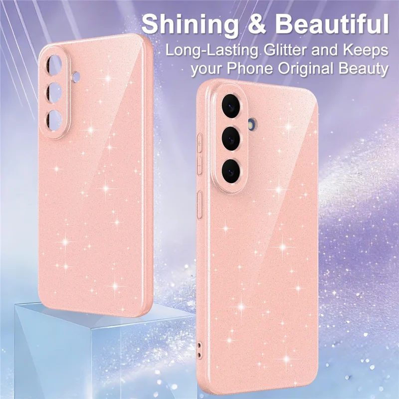 For Samsung Galaxy S26 FE Magnetic Case Glitter TPU Shockproof Phone Cover with Lanyard - Pink - 5