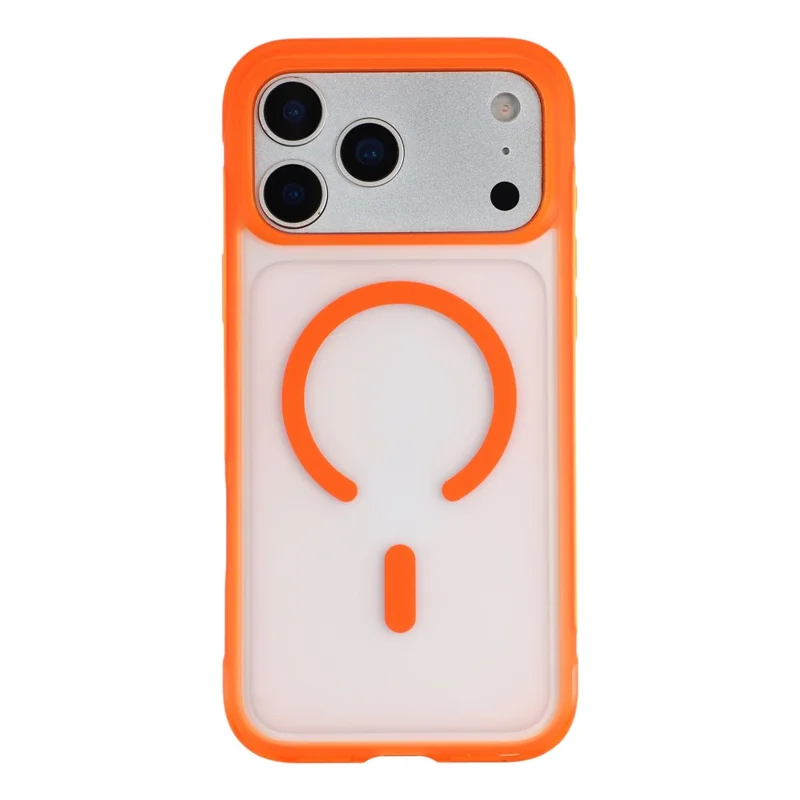 Voor iPhone 18 Pro Max / 17 Pro Max Magnetische Case PC + TPU Matte Transparante Telefoonhoes Compatibel met MagSafe - Oranje