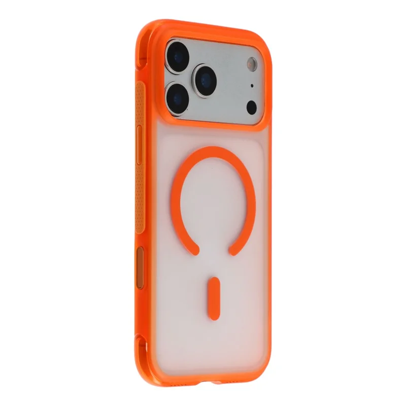 Voor iPhone 18 Pro Max / 17 Pro Max Magnetische Case PC + TPU Matte Transparante Telefoonhoes Compatibel met MagSafe - Oranje