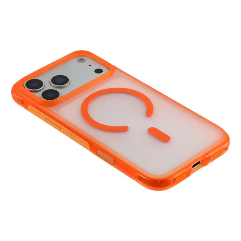 Voor iPhone 18 Pro Max / 17 Pro Max Magnetische Case PC + TPU Matte Transparante Telefoonhoes Compatibel met MagSafe - Oranje