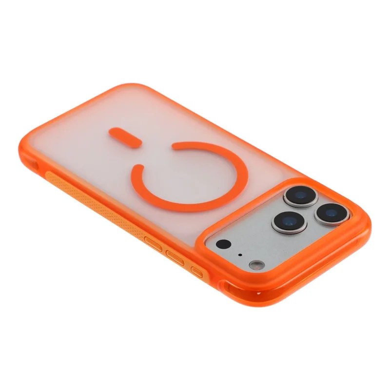 Voor iPhone 18 Pro Max / 17 Pro Max Magnetische Case PC + TPU Matte Transparante Telefoonhoes Compatibel met MagSafe - Oranje