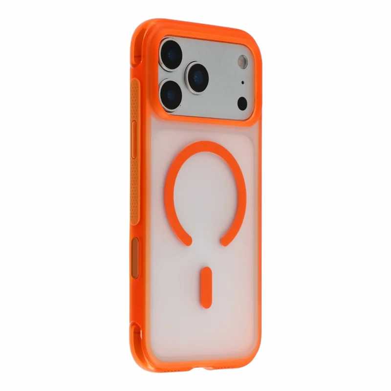 For iPhone 18 Pro / 17 Pro Magnetic Case PC + TPU Matte Translucent Phone Cover Compatible with MagSafe - Orange