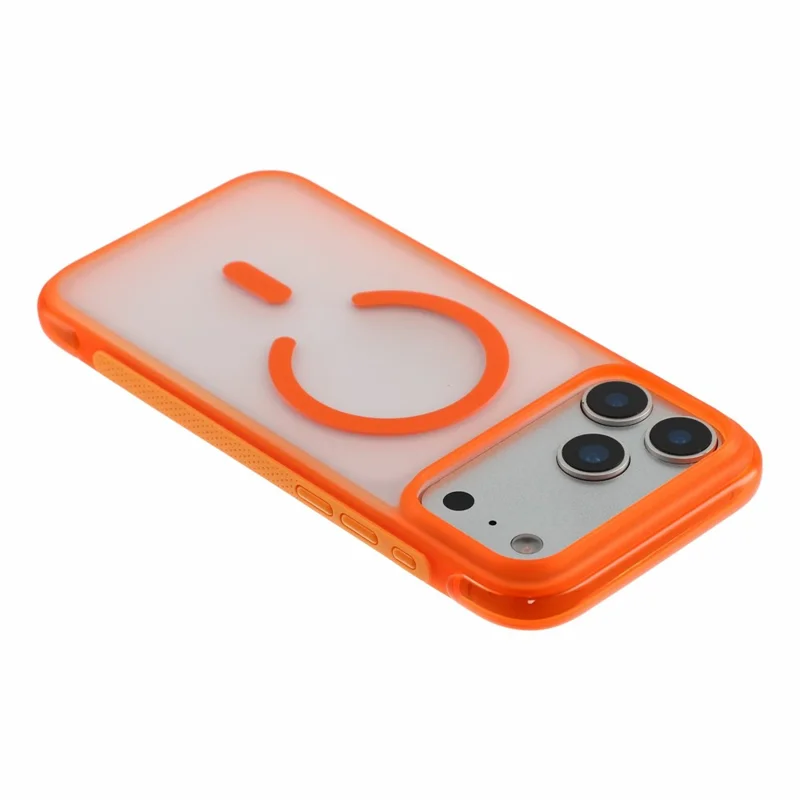 For iPhone 18 Pro / 17 Pro Magnetic Case PC + TPU Matte Translucent Phone Cover Compatible with MagSafe - Orange
