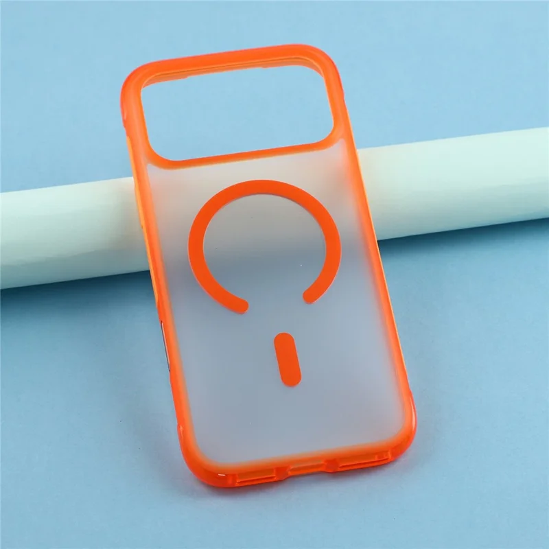 For iPhone 18 Pro / 17 Pro Magnetic Case PC + TPU Matte Translucent Phone Cover Compatible with MagSafe - Orange