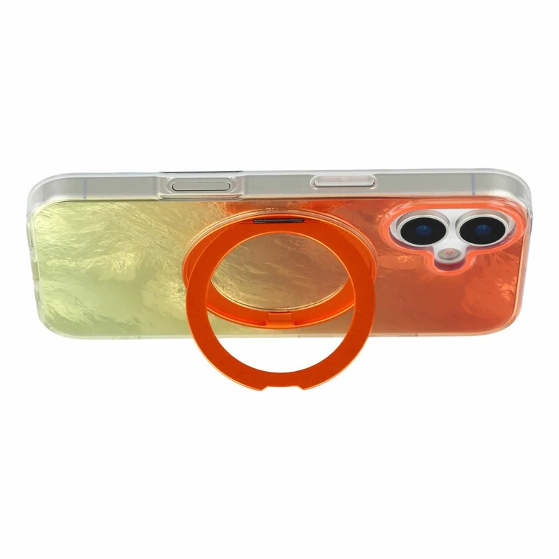 Capa para iPhone 17 com Suporte de Anel Rotativo Aurora Gradiente TPU à Prova de Choques - Laranja Pôr do Sol