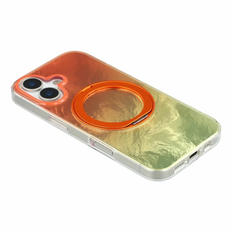 Capa para iPhone 17 com Suporte de Anel Rotativo Aurora Gradiente TPU à Prova de Choques - Laranja Pôr do Sol