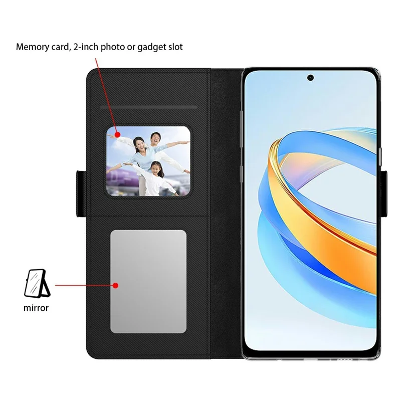 Für Honor X80 Pro Max 5G Hülle PU+TPU Magnet-Flip-Handyhülle mit Ständer - Schwarz