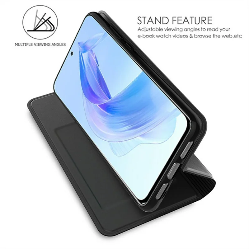 Für Honor X80 Pro Max 5G Hülle PU-Leder-Handyhülle mit Kartenfach und Ständer - Schwarz