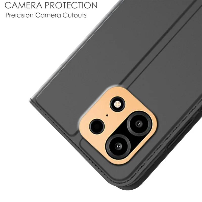 For OnePlus Turbo 6X Pro 5G Case PU Leather Phone Cover with Card Holder Stand - Black